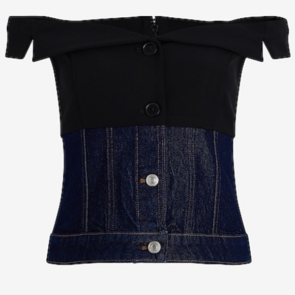 Denim and twill corset - Picture 2 of 4